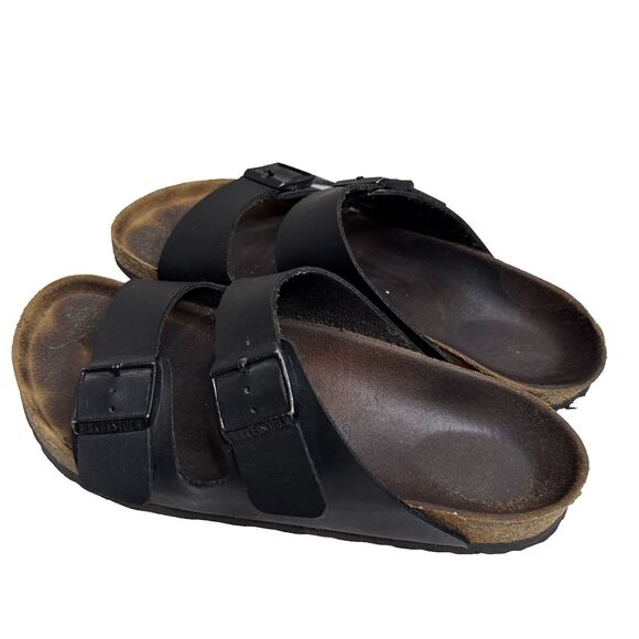 Birkenstock Arizona Leather Sandals Matte Black US Men's 9 Women's 11 EU 42 - Picture 1 of 15